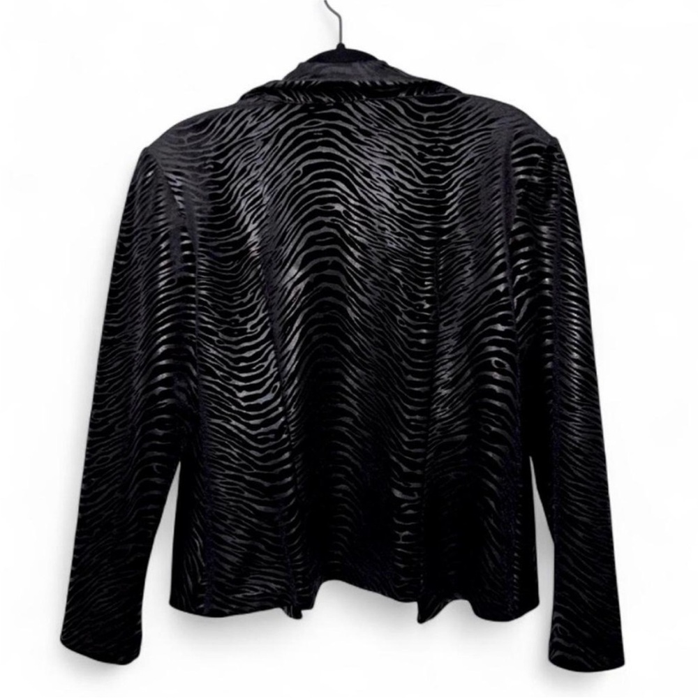 Vintage Black Shiny Artex Zebra-Stripe Zip Jacket - Picture 6 of 7